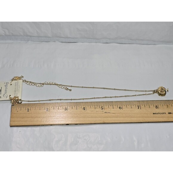 Dorothy Brand Gold Toned Necklace With Tree & Purple Block Charm & Earrings Set - Picture 8 of 8